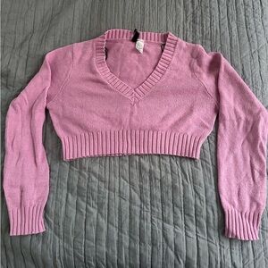 H&M Cropped Pink Sweater Long Sleeve